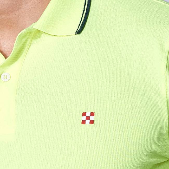 Mc2 Saint Barth Polo In Piquet Giallo Fluo Con Logo St. Barth Check