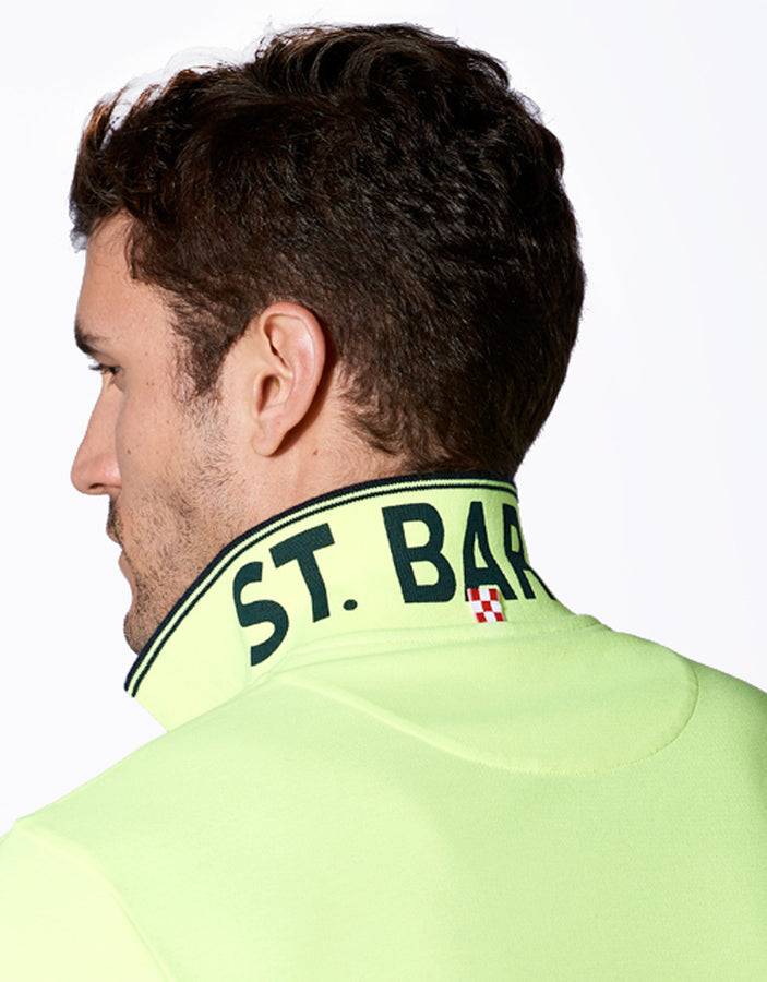 Mc2 Saint Barth Polo In Piquet Giallo Fluo Con Logo St. Barth Check