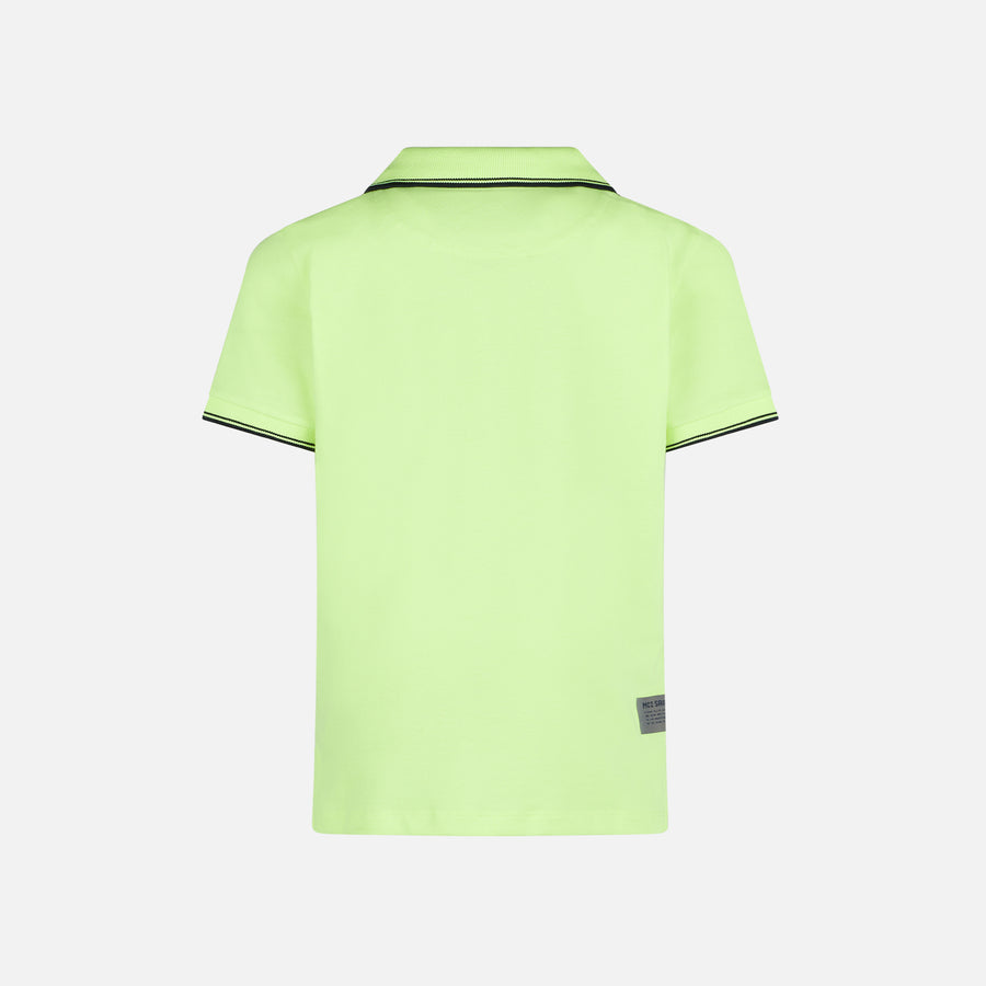 Mc2 Saint Barth Polo In Piquet Giallo Fluo Con Logo St. Barth