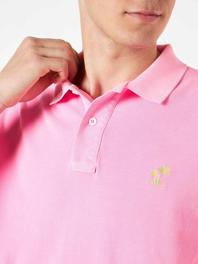 Mc2 Saint Barth Polo In Piquet Rosa Con Logo St. Barth Ed Effetto Vintage