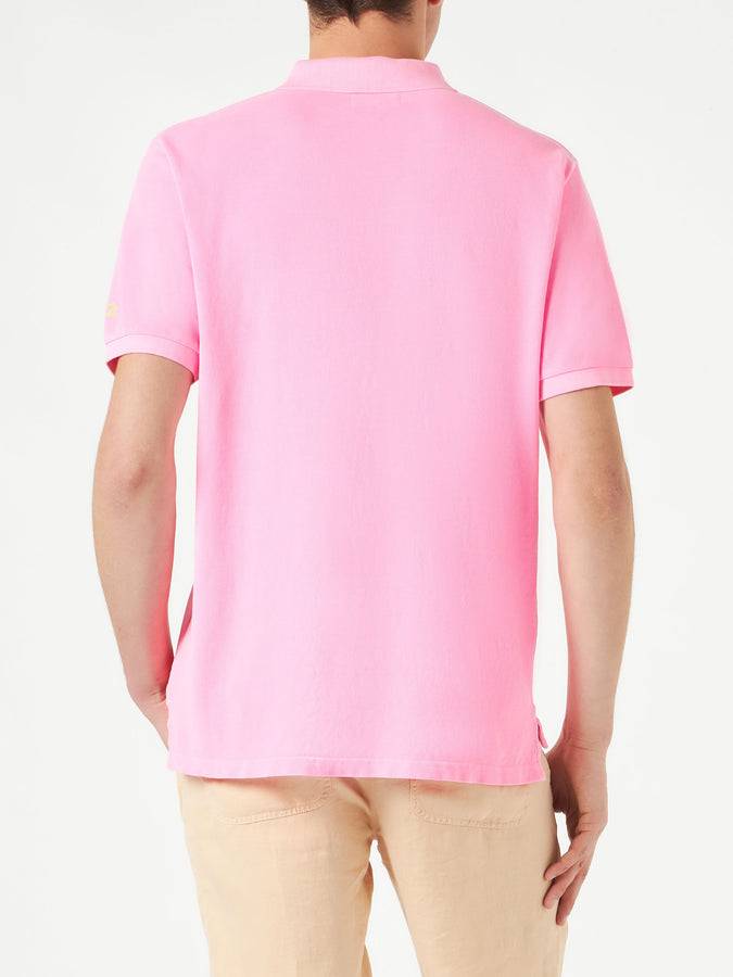 Mc2 Saint Barth Polo In Piquet Rosa Con Logo St. Barth Ed Effetto Vintage