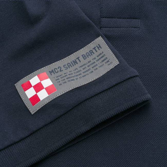 Mc2 Saint Barth Polo Piquet Blu Con Logo St. Barth Check