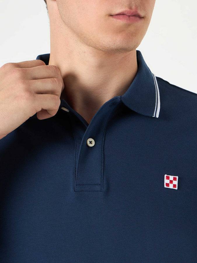 Mc2 Saint Barth Polo Piquet Blu Navy Con Logo St. Barth
