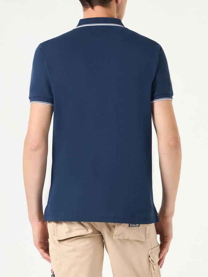 Mc2 Saint Barth Polo Piquet Blu Navy Con Logo St. Barth