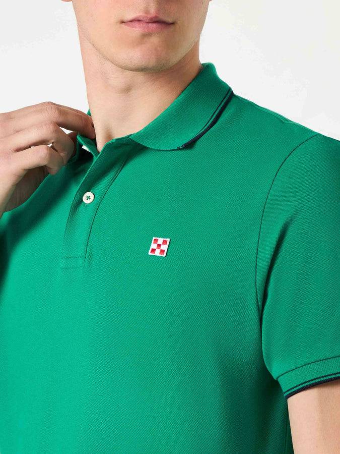 Mc2 Saint Barth Polo Piquet Verde Con Logo St. Barth