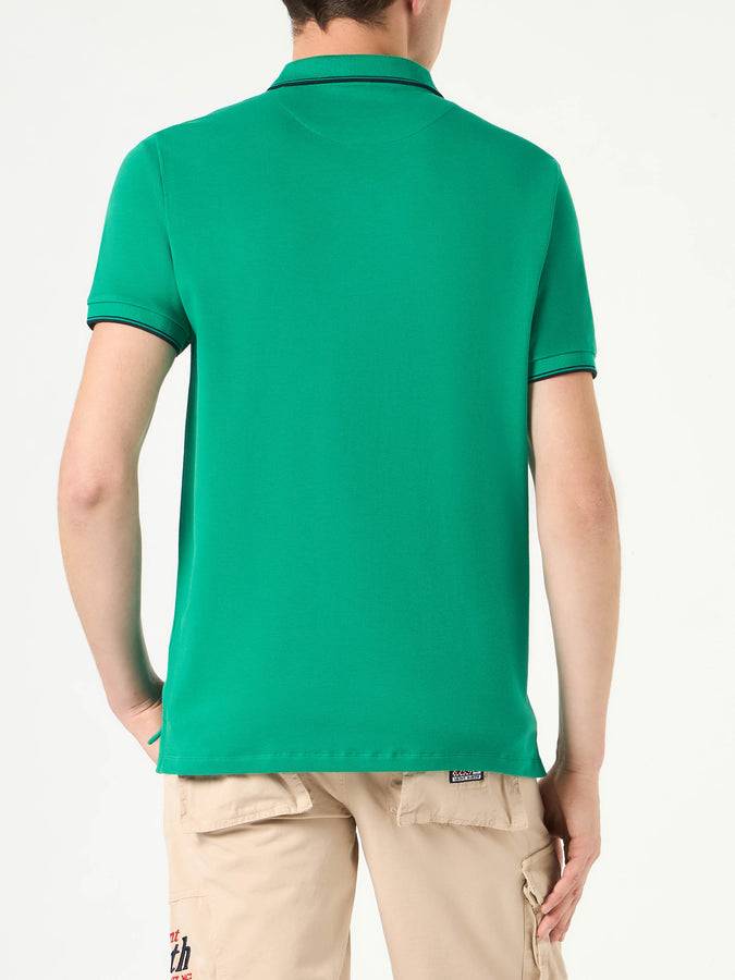Mc2 Saint Barth Polo Piquet Verde Con Logo St. Barth