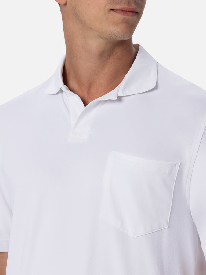 Mc2 Saint Barth Polo Uomo In Piquet Tecnico Bianco Sporco Camber