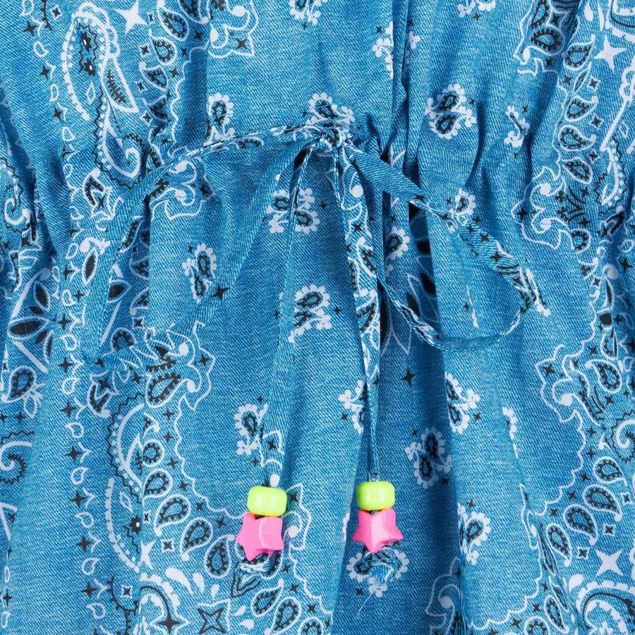 Mc2 Saint Barth Poncho Da Bambina Con Stampa Bandana Azzurra