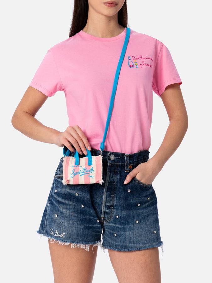 Mc2 Saint Barth Portachiavi In ​​tela Di Cotone Rigata Rosa