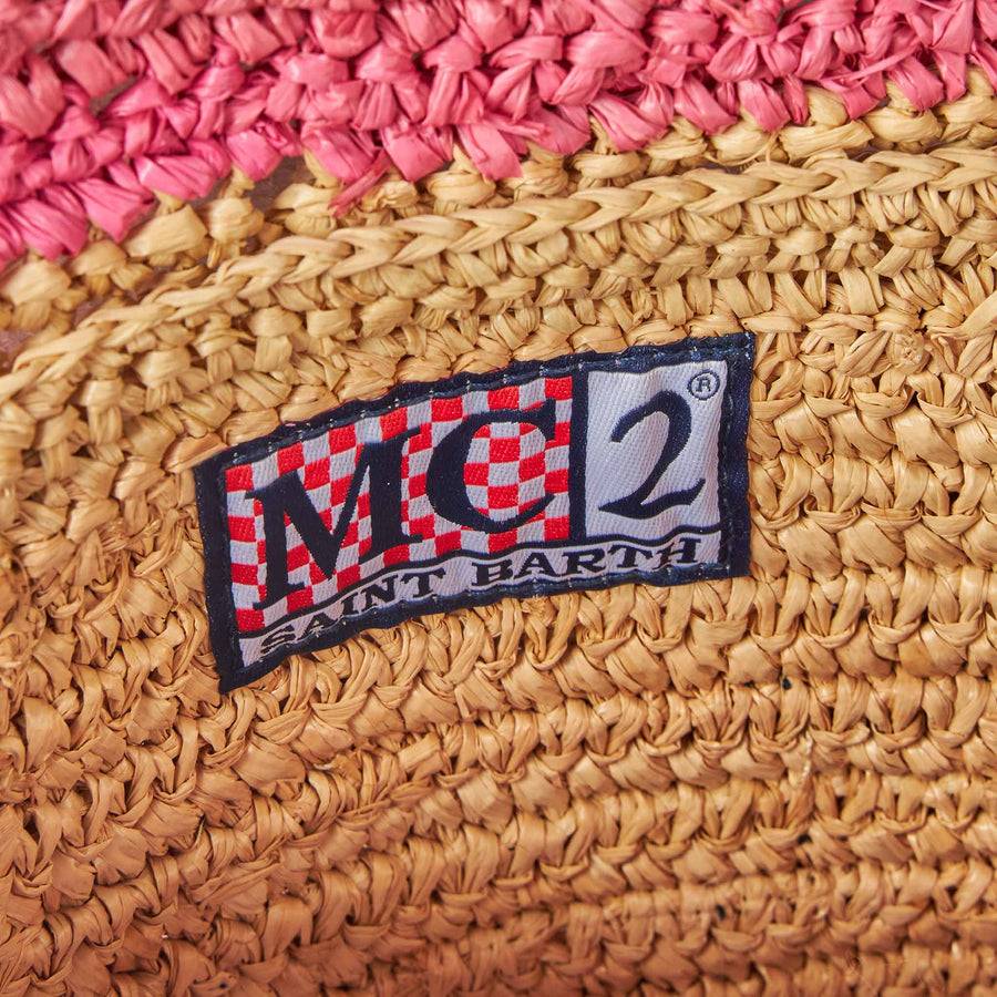 Mc2 Saint Barth Pouch A Righe In Rafia Con Ricamo Saint Barth