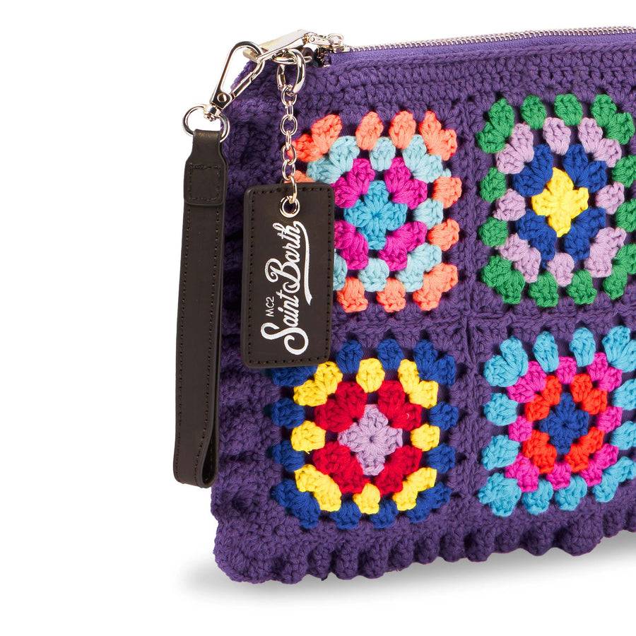Mc2 Saint Barth Pouch A Tracolla All'uncinetto Parisienne Viola
