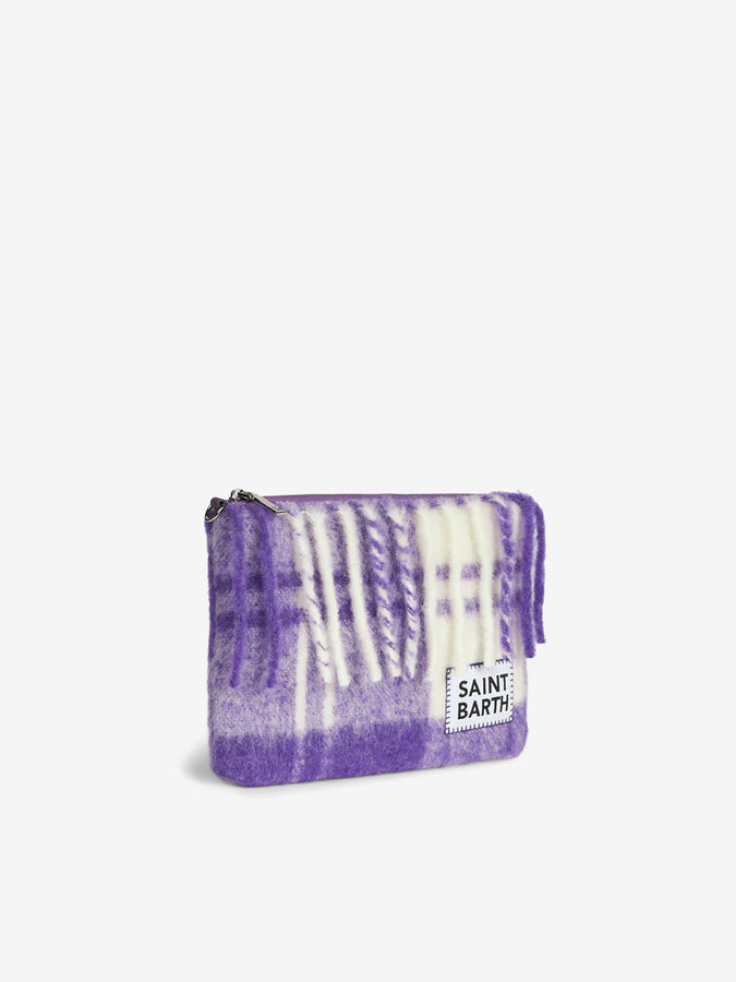 Mc2 Saint Barth Pouch A Tracolla Coperta Parisienne Con Stampa Tartan Viola