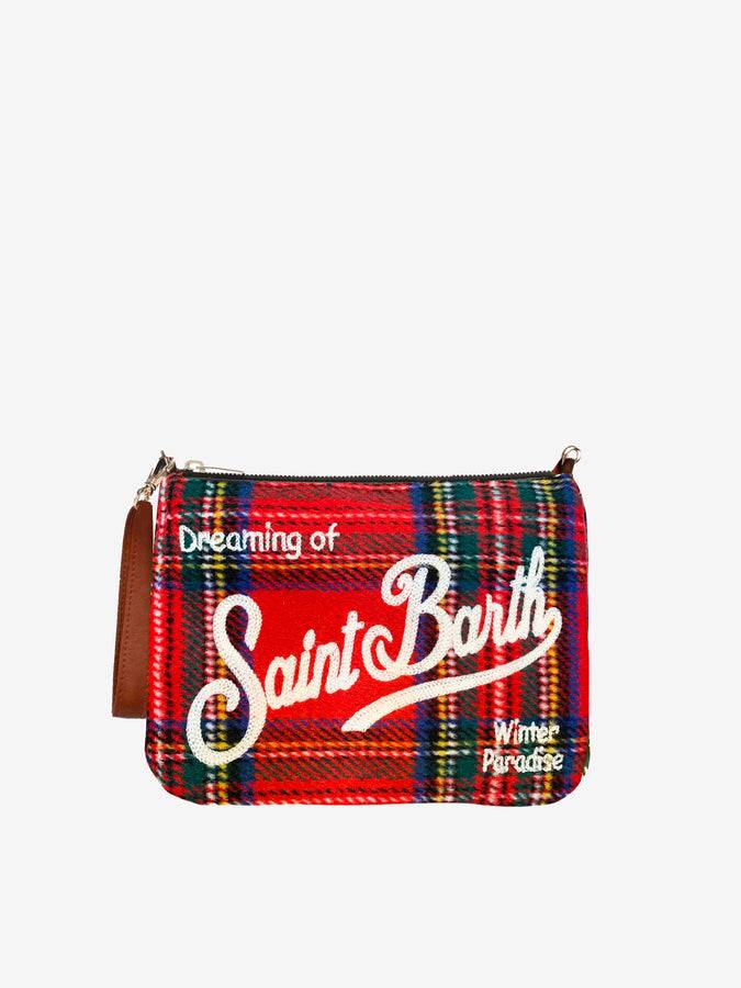 Mc2 Saint Barth Pouch A Tracolla In Tartan Rosso Parisienne