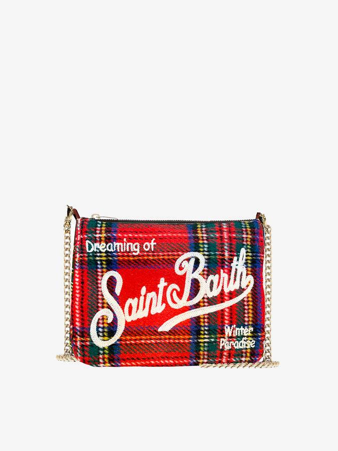Mc2 Saint Barth Pouch a tracolla in tartan rosso parisienne
