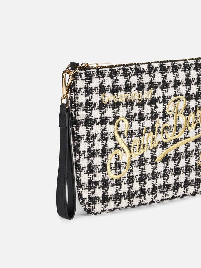 Mc2 Saint Barth Pouch A Tracolla Parisienne Con Motivo Pied De Poule In Lurex