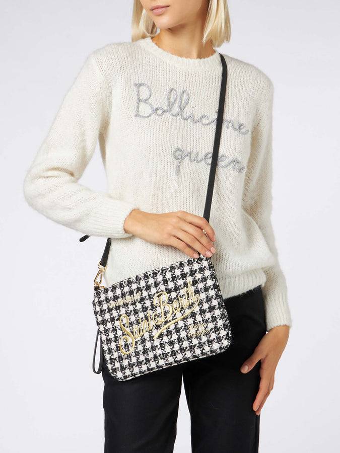 Mc2 Saint Barth Pouch A Tracolla Parisienne Con Motivo Pied De Poule In Lurex