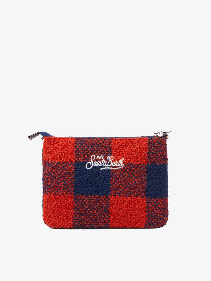 Mc2 Saint Barth Pouch A Tracolla Parisienne In Lana Con Fantasia Vichy Arancio
