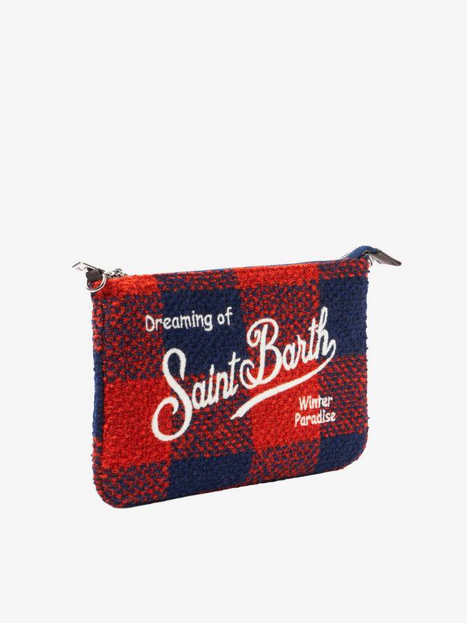 Mc2 Saint Barth Pouch A Tracolla Parisienne In Lana Con Fantasia Vichy Arancio