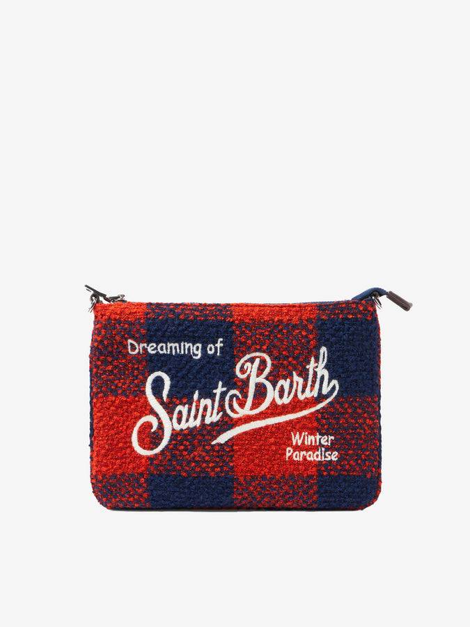 Mc2 Saint Barth Pouch A Tracolla Parisienne In Lana Con Fantasia Vichy Arancio