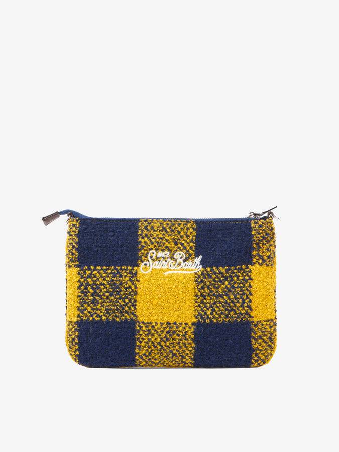 Mc2 Saint Barth Pouch A Tracolla Parisienne In Lana Con Motivo Check Giallo