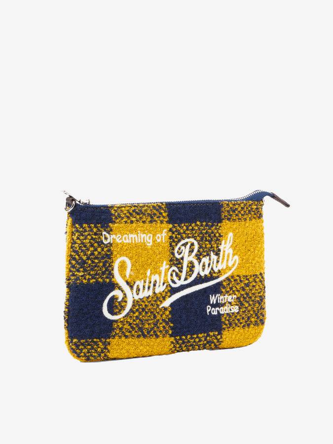 Mc2 Saint Barth Pouch A Tracolla Parisienne In Lana Con Motivo Check Giallo
