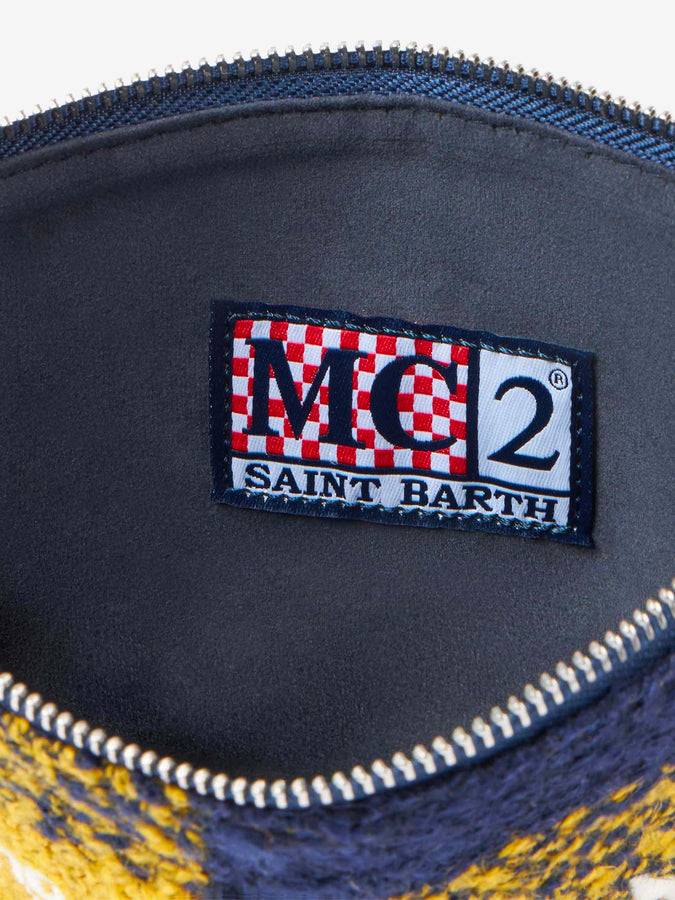 Mc2 Saint Barth Pouch A Tracolla Parisienne In Lana Con Motivo Check Giallo