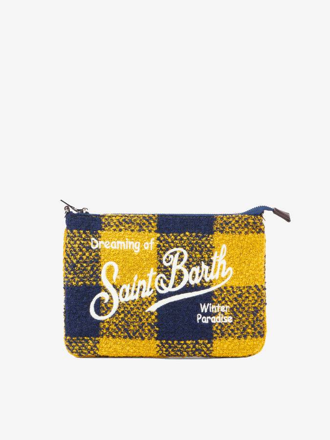 Mc2 Saint Barth Pouch A Tracolla Parisienne In Lana Con Motivo Check Giallo