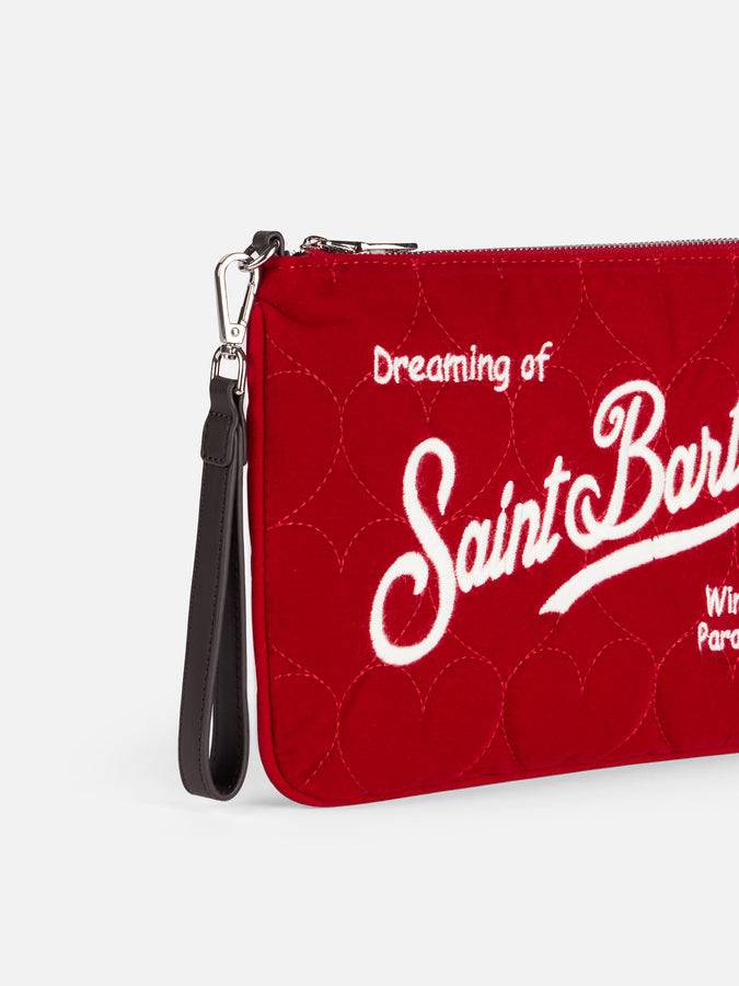 Mc2 Saint Barth Pouch A Tracolla Parisienne In Sherpa Trapuntata A Cuore In Velluto