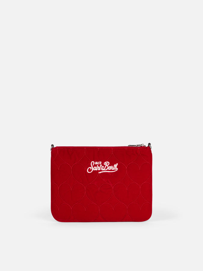 Mc2 Saint Barth Pouch A Tracolla Parisienne In Sherpa Trapuntata A Cuore In Velluto