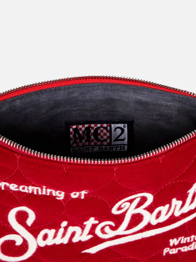 Mc2 Saint Barth Pouch A Tracolla Parisienne In Sherpa Trapuntata A Cuore In Velluto
