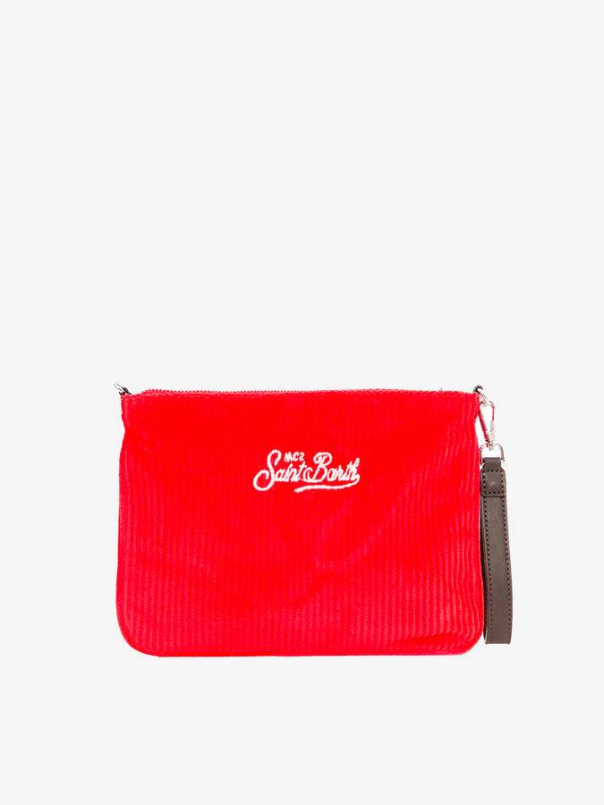 Mc2 Saint Barth Pouch A Tracolla Parisienne In Velluto A Coste Rosso