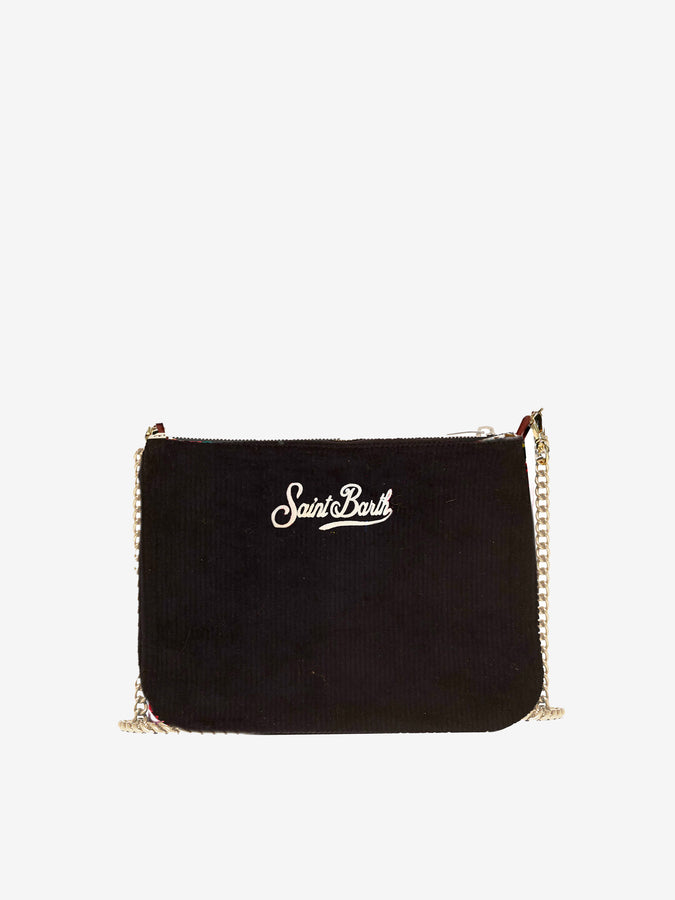 Mc2 Saint Barth Pouch A Tracolla Parisienne In Velluto Con Ricamo All I Want For Christmas Is Saint Barth