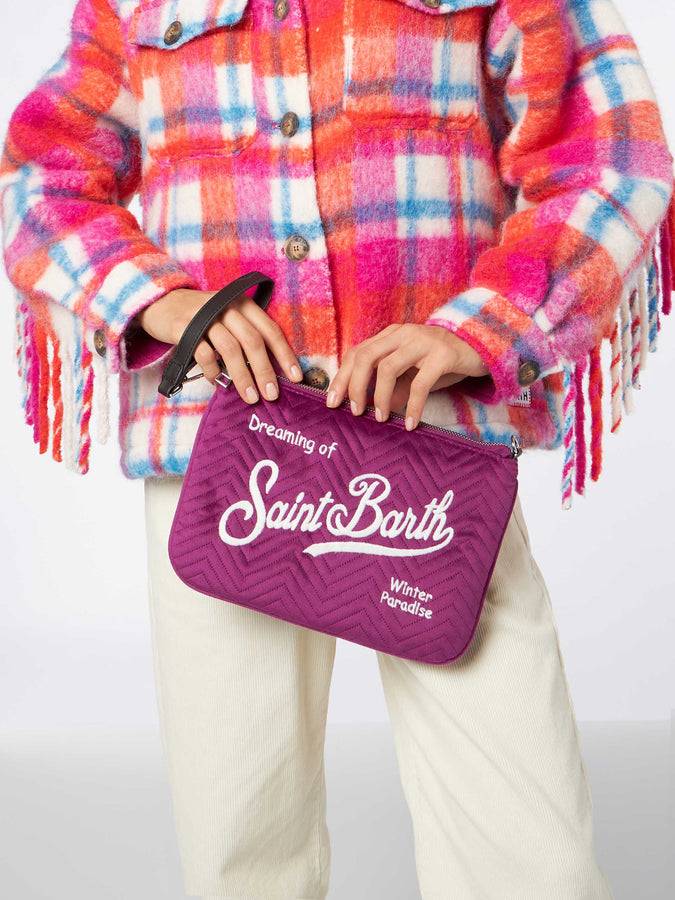 Mc2 Saint Barth Pouch A Tracolla Parisienne Sherpa In Velluto Trapuntato Fucsia