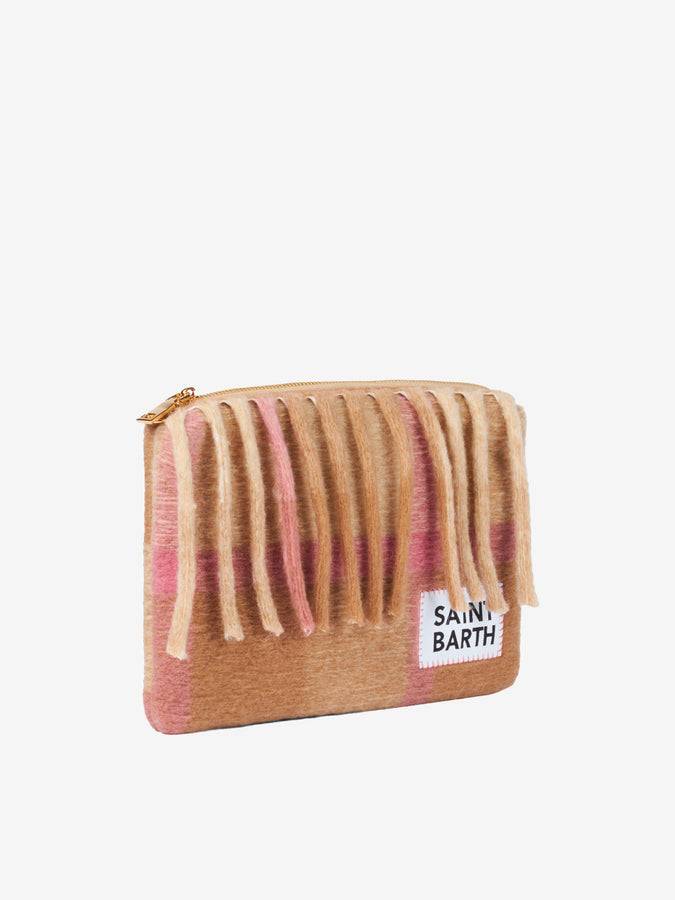 Mc2 Saint Barth Pouch Coperta A Tracolla Parisienne Con Motivo Tartan Rosa E Beige