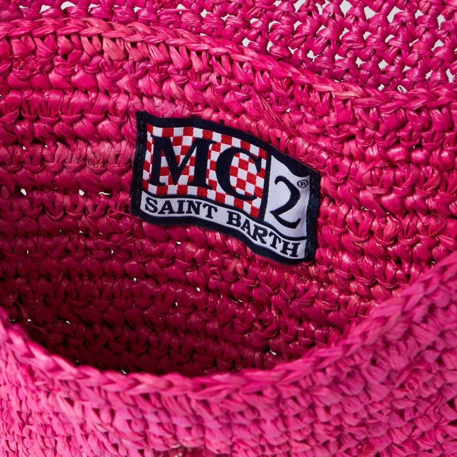 Mc2 Saint Barth Pouch In Rafia Fucsia Con Ricamo Saint Barth