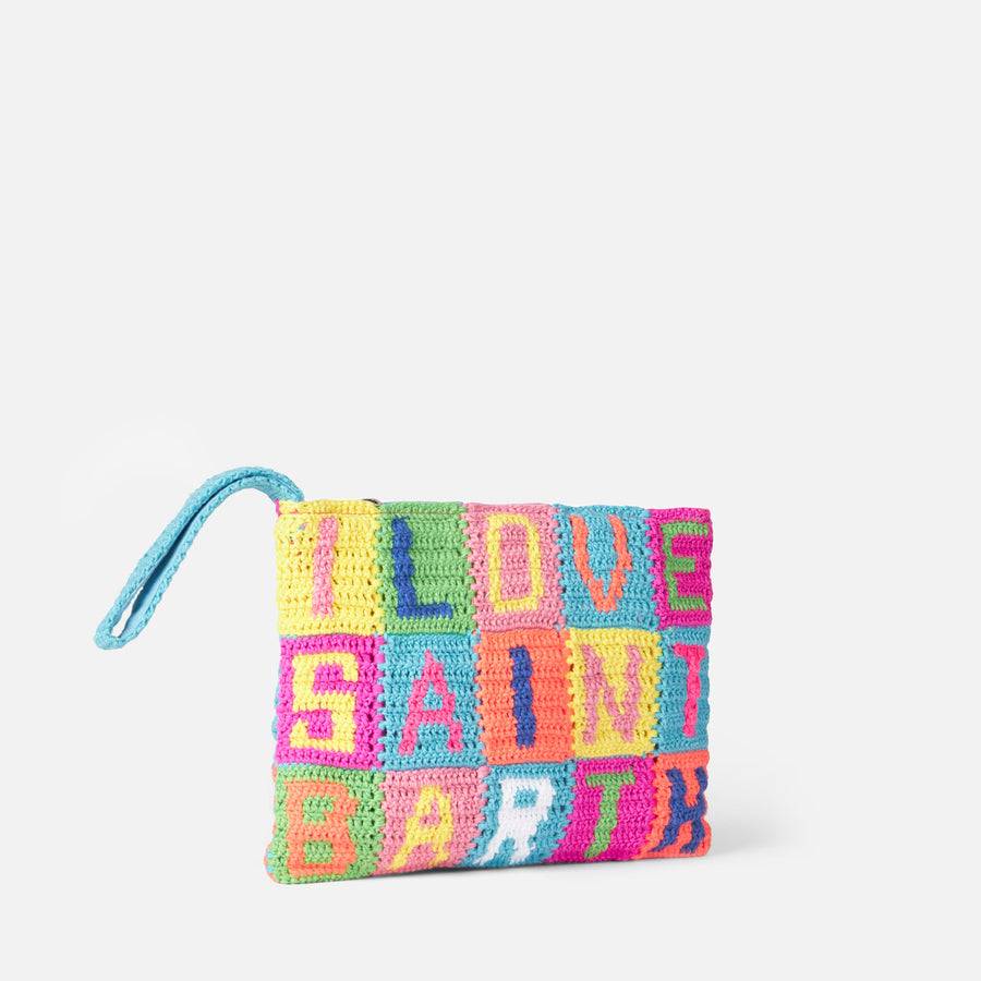 Mc2 Saint Barth Pouch Parisienne All'uncinetto Con Scritta I Love Saint Barth