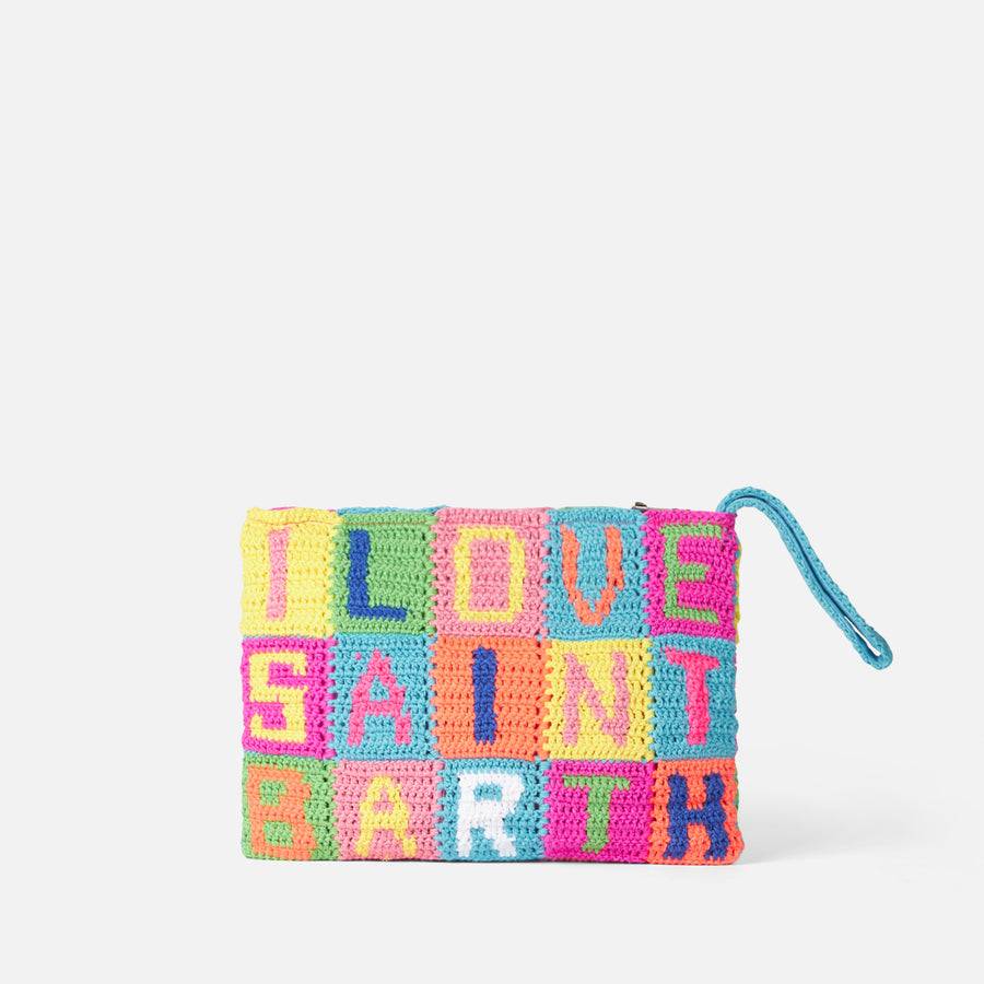 Mc2 Saint Barth Pouch Parisienne All'uncinetto Con Scritta I Love Saint Barth