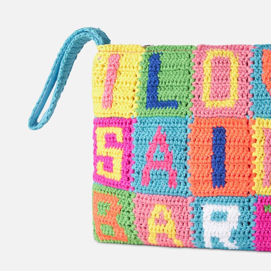 Mc2 Saint Barth Pouch Parisienne All'uncinetto Con Scritta I Love Saint Barth