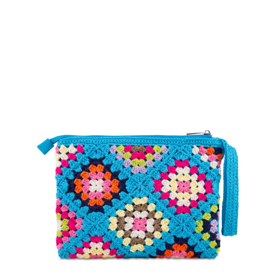 Mc2 Saint Barth Pouch Parisienne Azzurra All'uncinetto Con Ricamo Saint Barth
