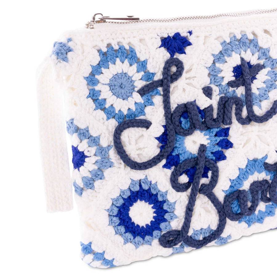 Mc2 Saint Barth Pouch Parisienne Bianca All'uncinetto Con Ricamo Saint Barth