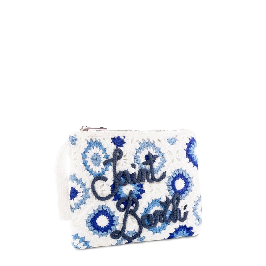 Mc2 Saint Barth Pouch Parisienne Bianca All'uncinetto Con Ricamo Saint Barth