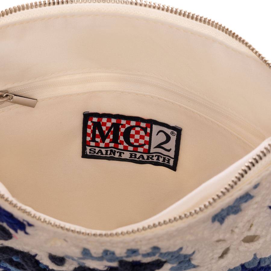 Mc2 Saint Barth Pouch Parisienne Bianca All'uncinetto Con Ricamo Saint Barth