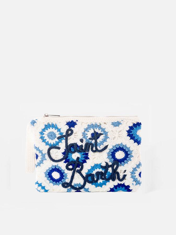 Mc2 Saint Barth Pouch Parisienne bianca all'uncinetto con ricamo Saint Barth