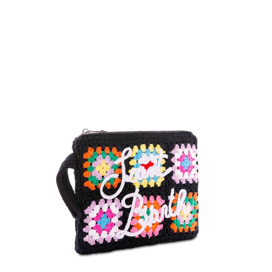 Mc2 Saint Barth Pouch Parisienne Crochet Nera Con Ricamo Saint Barth
