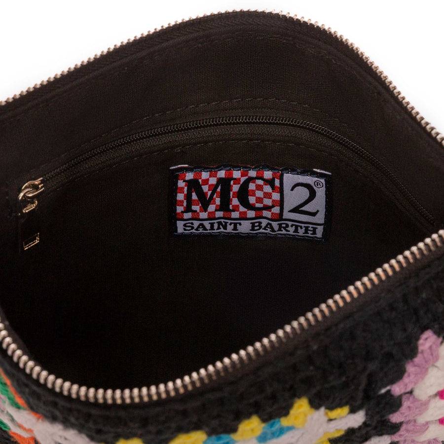 Mc2 Saint Barth Pouch Parisienne Crochet Nera Con Ricamo Saint Barth