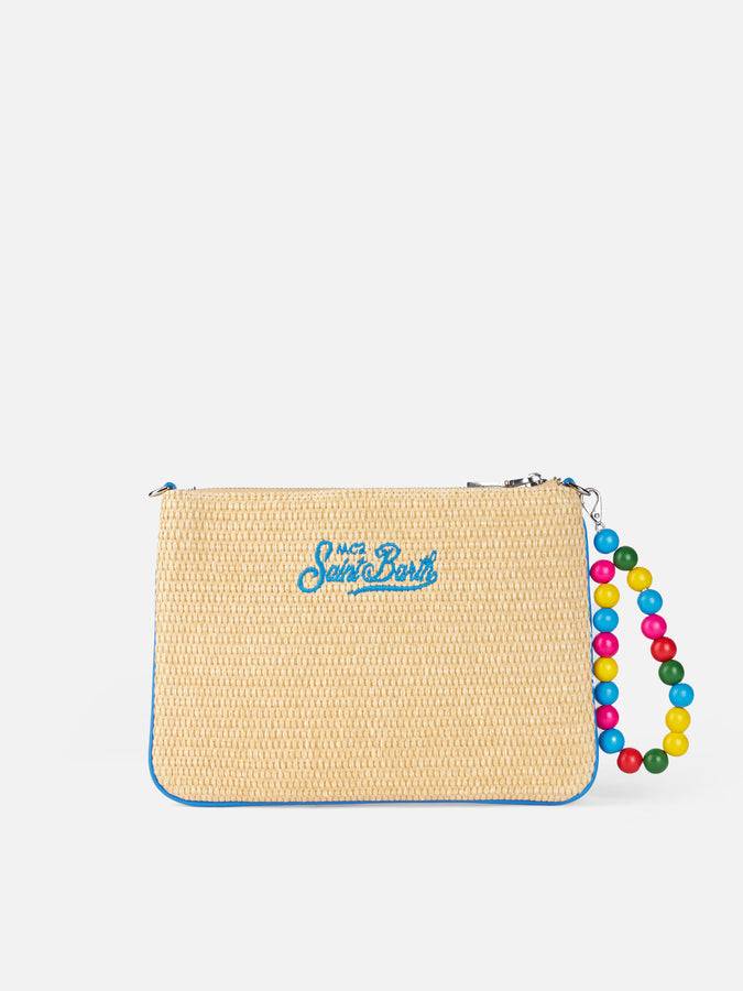 Mc2 Saint Barth Pouch Parisienne In Paglia Con Decorazione Di Perline Di Legno