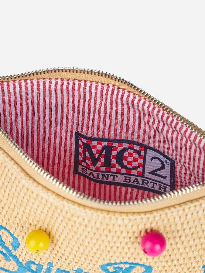 Mc2 Saint Barth Pouch Parisienne In Paglia Con Decorazione Di Perline Di Legno