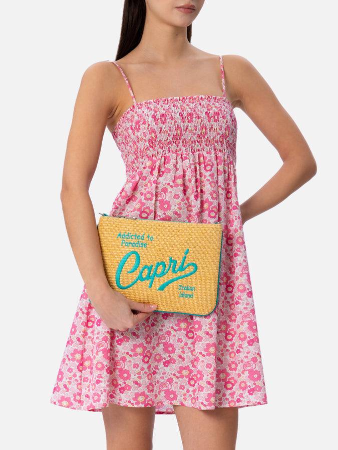 Mc2 Saint Barth Pouch Parisienne In Paglia Con Ricamo Capri