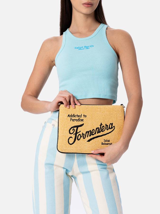Mc2 Saint Barth Pouch Parisienne In Paglia Con Ricamo Formentera