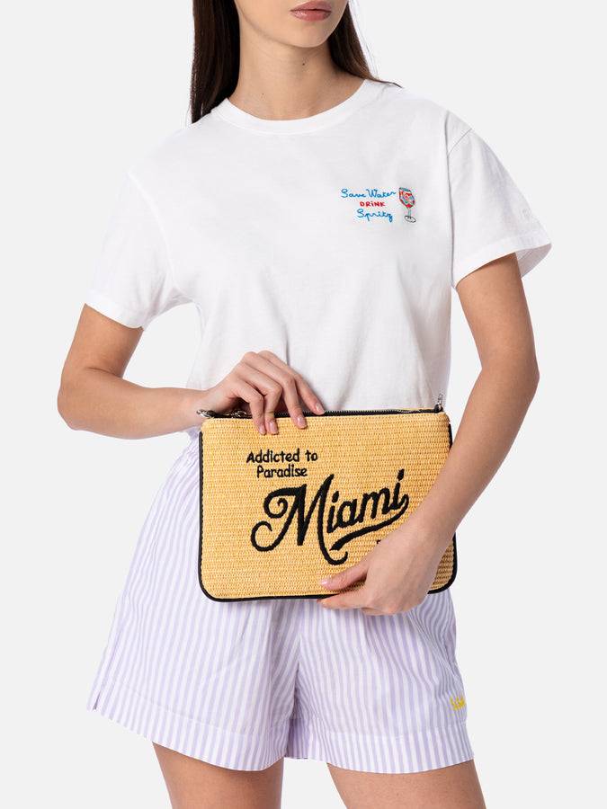 Mc2 Saint Barth Pouch Parisienne In Paglia Con Ricamo Miami
